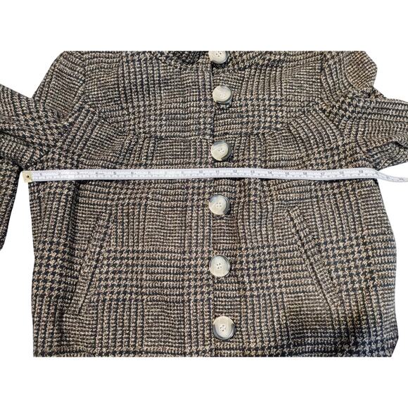 Orsay Tweed Mock Neck Button Wool Plaid Blazer Jacket Brown Womens EU 38 US 6 - Picture 7 of 10